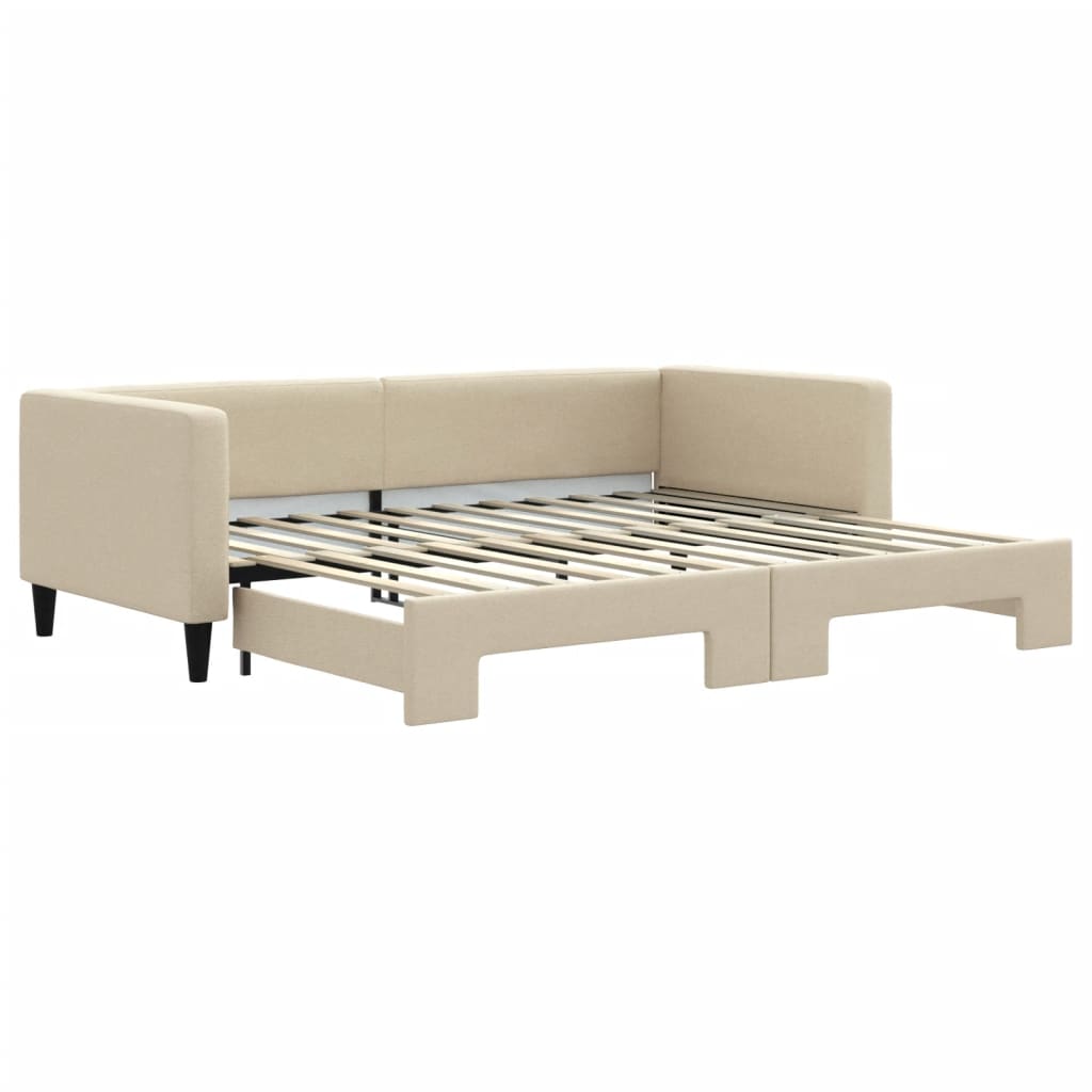 Divano Letto con Letto Estraibile Crema 90x200 cm in Tessuto - homemem39