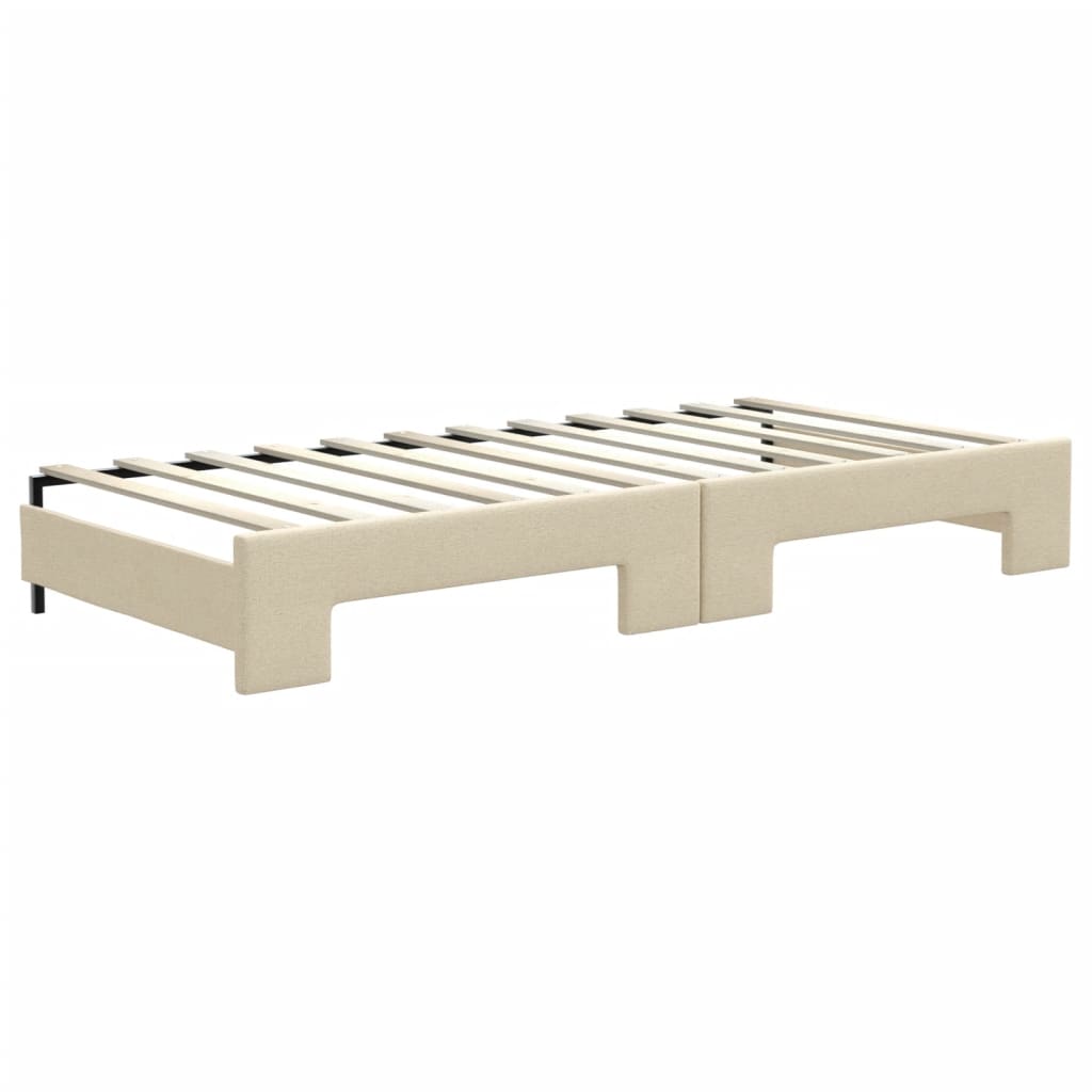 Divano Letto con Letto Estraibile Crema 90x200 cm in Tessuto - homemem39