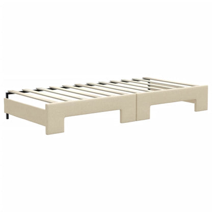 Divano Letto con Letto Estraibile Crema 90x200 cm in Tessuto - homemem39