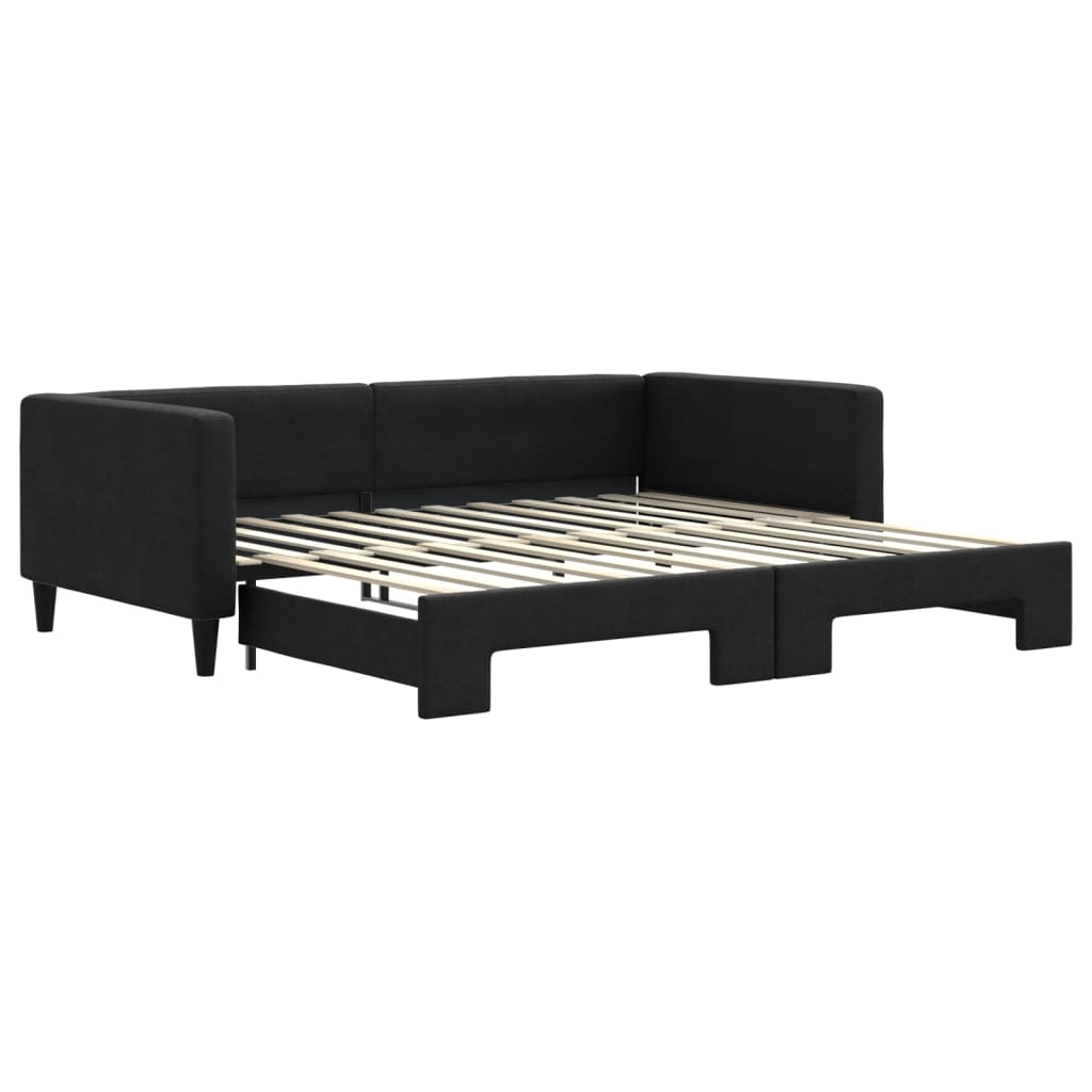 Divano Letto con Letto Estraibile Nero 100x200 cm in Tessuto