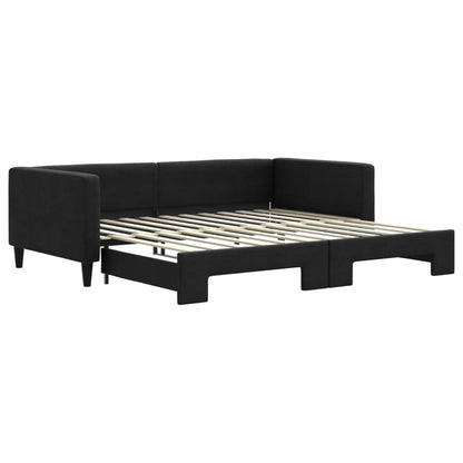Divano Letto con Letto Estraibile Nero 100x200 cm in Tessuto
