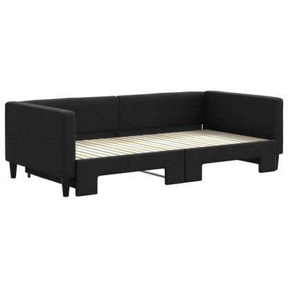 Divano Letto con Letto Estraibile Nero 100x200 cm in Tessuto