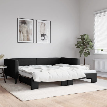Divano Letto con Letto Estraibile Nero 100x200 cm in Tessuto - homemem39