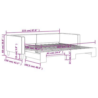 Divano Letto con Letto Estraibile Tortora 100x200 cm in Tessuto