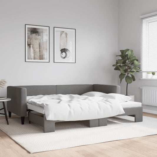 Divano Letto con Letto Estraibile Grigio Scuro 90x190cm Tessuto - homemem39