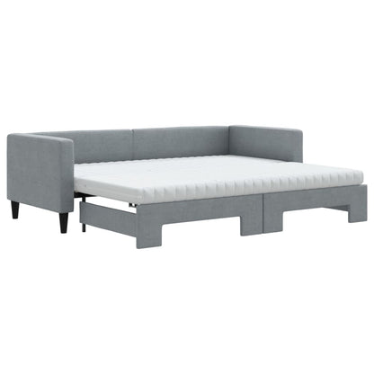 Divano Letto Estraibile Materassi Grigio Chiaro 80x200 Tessuto - homemem39
