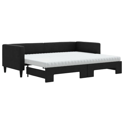 Divano Letto Estraibile con Materassi Nero 80x200 cm Tessuto - homemem39