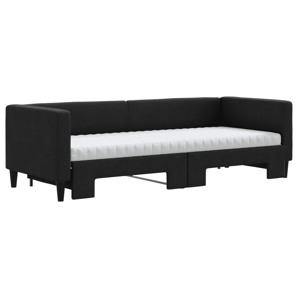 Divano Letto Estraibile con Materassi Nero 80x200 cm Tessuto - homemem39