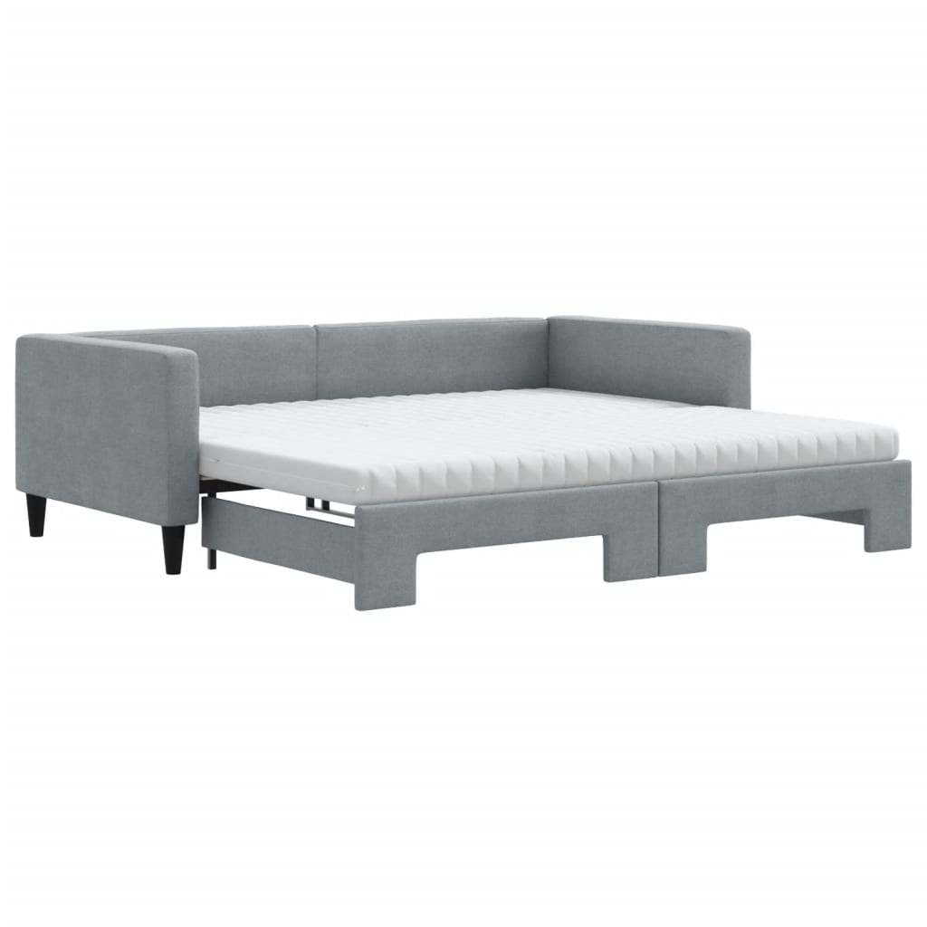 Divano Letto Estraibile Materassi Grigio Chiaro 100x200 Tessuto - homemem39