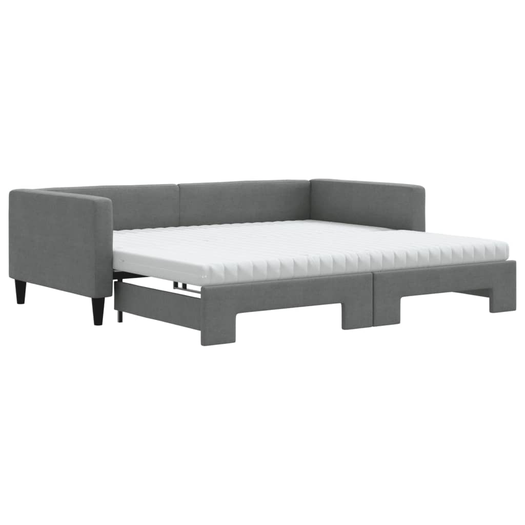 Divano Letto Estraibile Materassi Grigio Scuro 100x200 Tessuto - homemem39