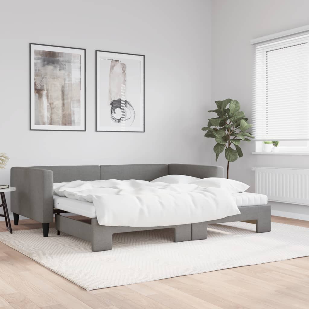 Divano Letto Estraibile Materassi Grigio Scuro 100x200 Tessuto - homemem39