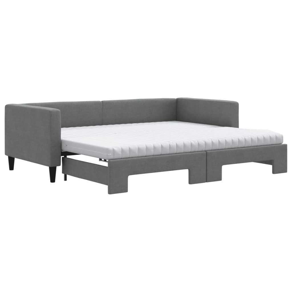 Divano Letto Estraibile Materassi Grigio Scuro 90x190cm Tessuto - homemem39