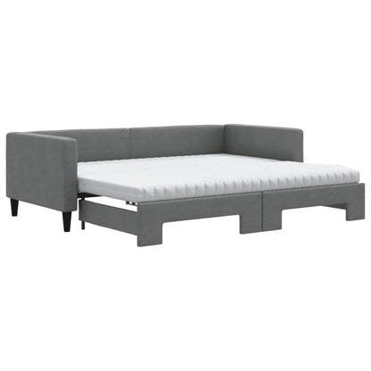 Divano Letto Estraibile Materassi Grigio Scuro 90x190cm Tessuto - homemem39