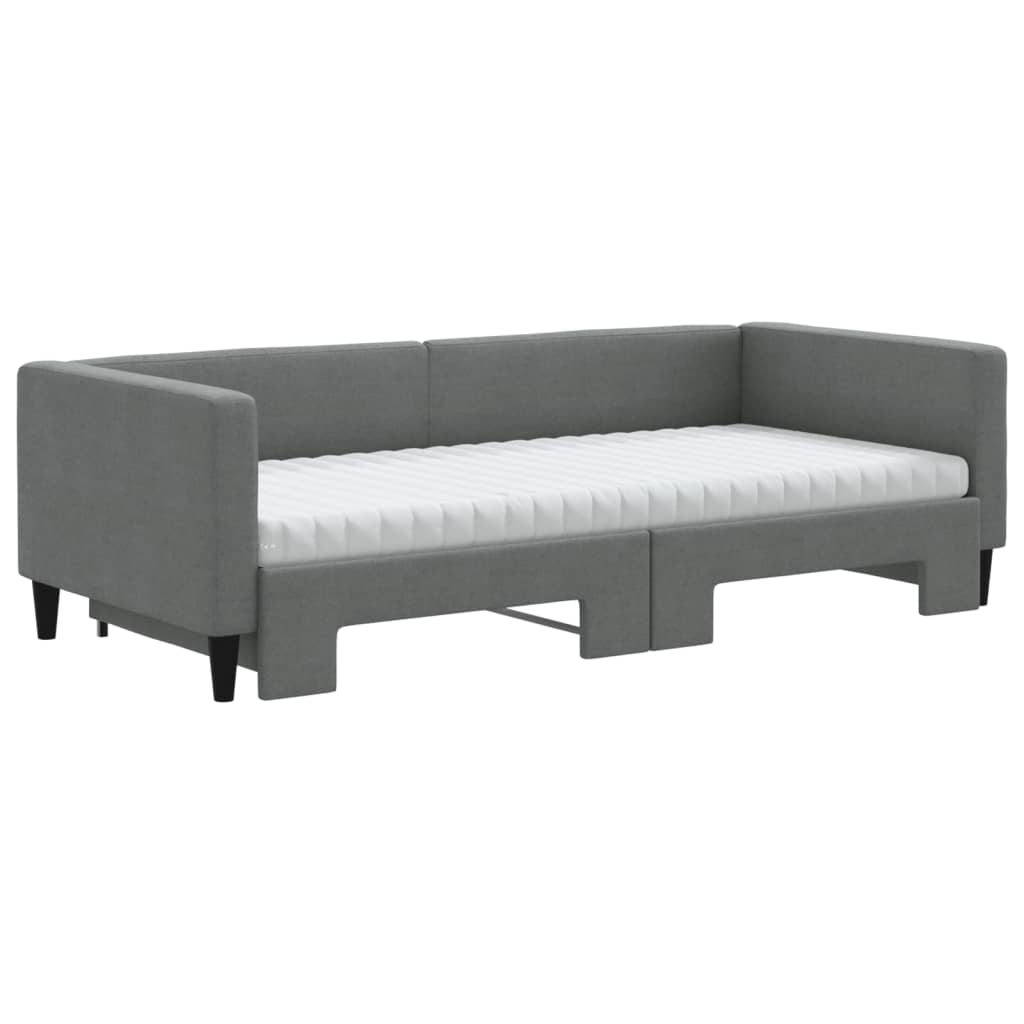 Divano Letto Estraibile Materassi Grigio Scuro 90x190cm Tessuto - homemem39