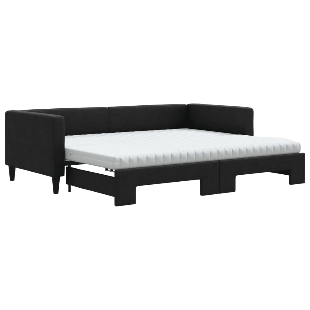 Divano Letto Estraibile con Materassi Nero 90x190 cm in Tessuto | homemem39