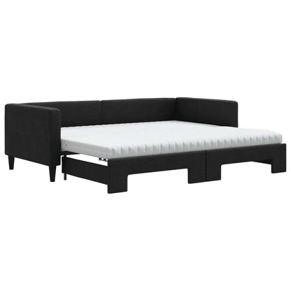 Divano Letto Estraibile con Materassi Nero 90x190 cm in Tessuto | homemem39