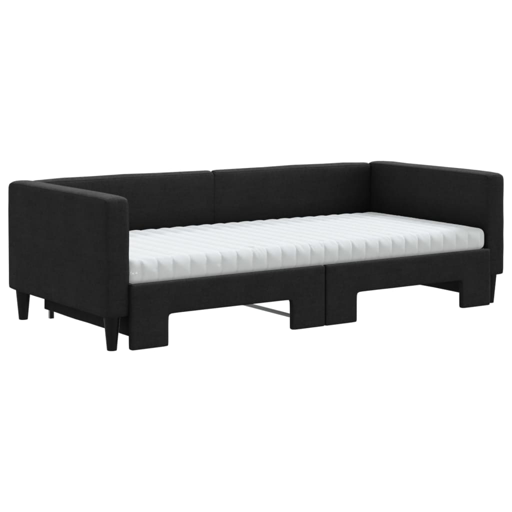 Divano Letto Estraibile con Materassi Nero 90x190 cm in Tessuto | homemem39