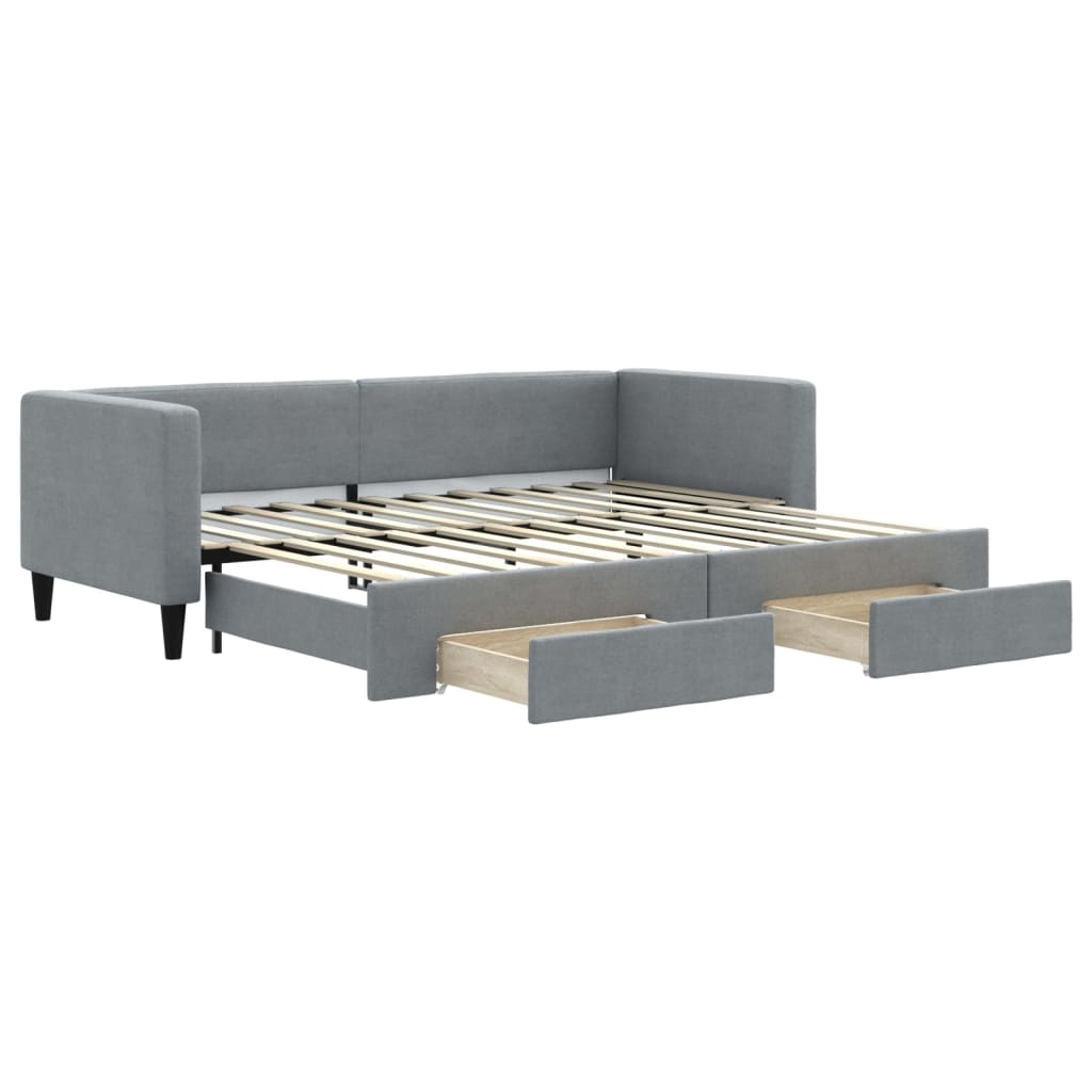 Divano Letto Estraibile Cassetti Grigio Chiaro 80x200cm Tessuto - homemem39