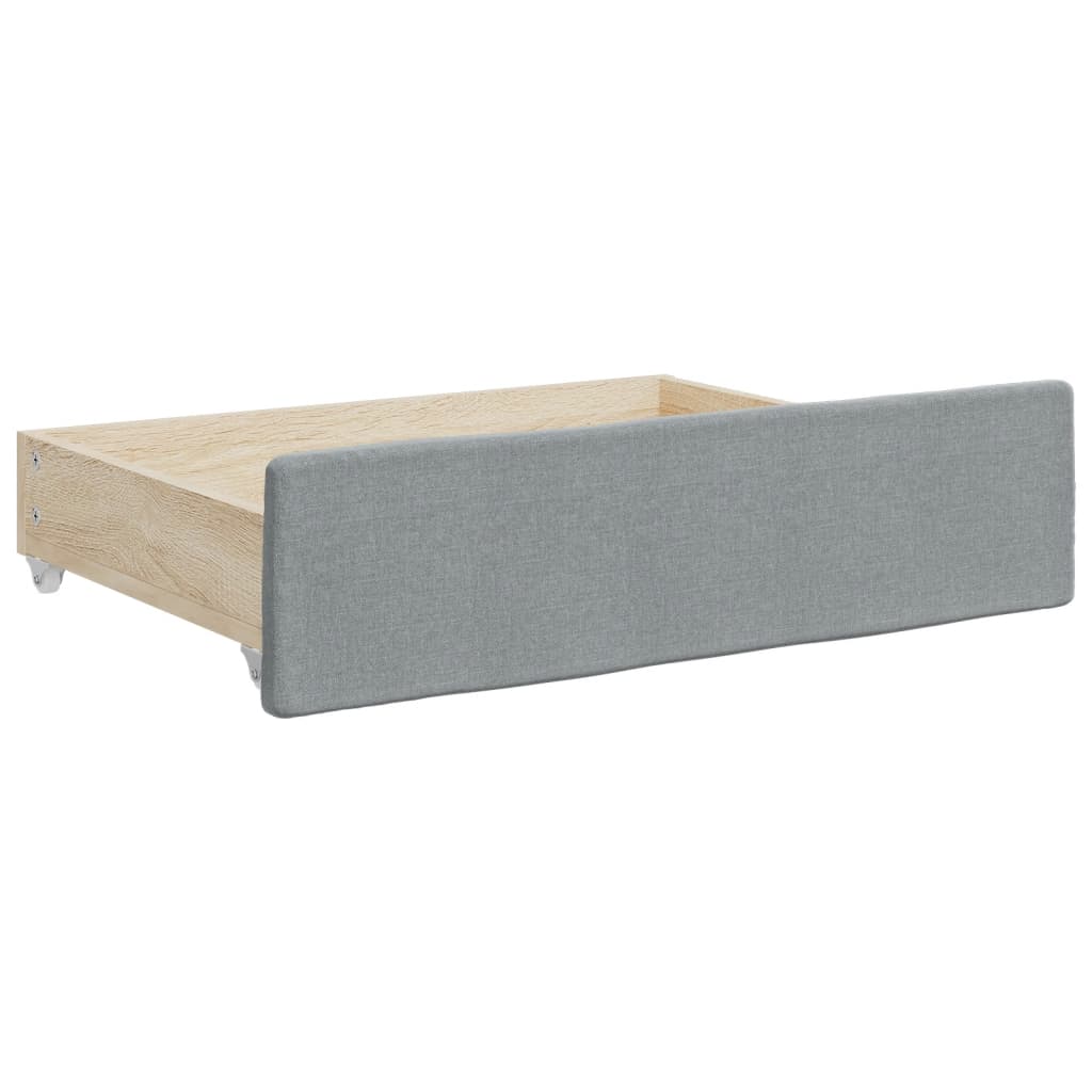 Divano Letto Estraibile Cassetti Grigio Chiaro 90x200cm Tessuto | homemem39