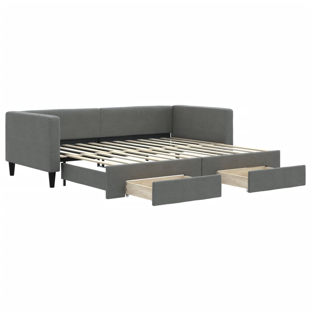 Divano Letto Estraibile Cassetti Grigio Scuro 90x200cm Tessuto | homemem39