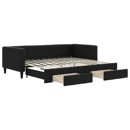 Divano Letto Estraibile con Cassetti Nero 90x200 cm in Tessuto - homemem39