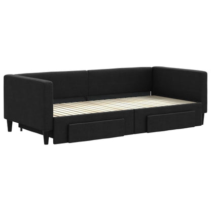 Divano Letto Estraibile con Cassetti Nero 90x200 cm in Tessuto - homemem39