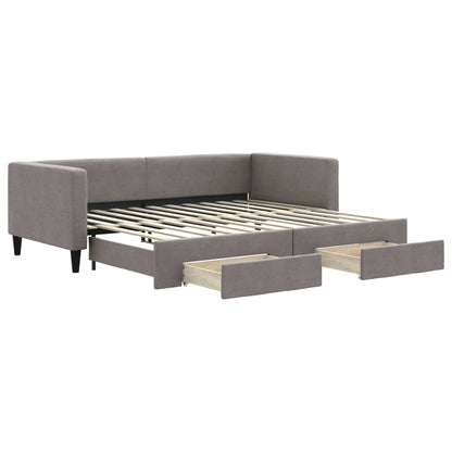 Divano Letto Estraibile con Cassetti Tortora 90x200 cm Tessuto - homemem39
