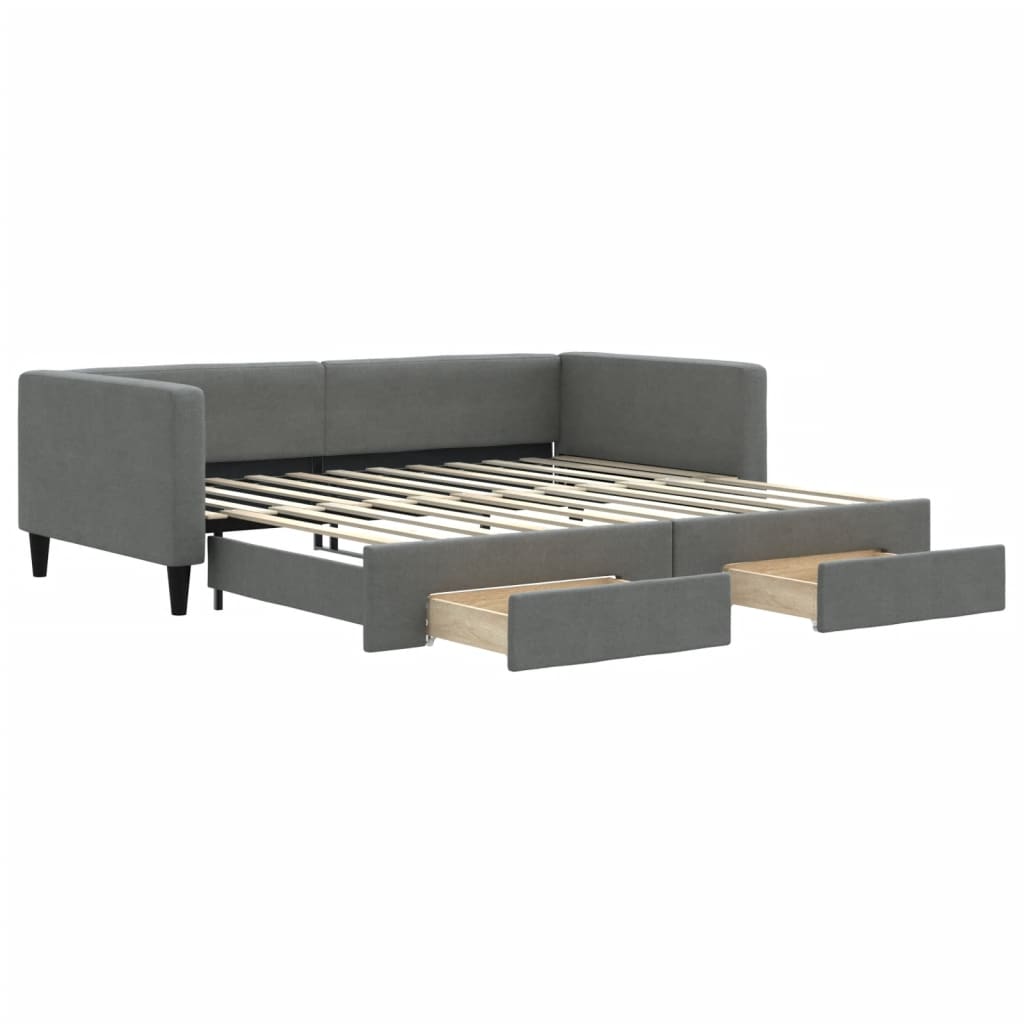 Divano Letto Estraibile Cassetti Grigio Scuro 100x200cm Tessuto - homemem39