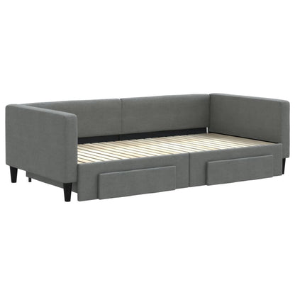 Divano Letto Estraibile Cassetti Grigio Scuro 100x200cm Tessuto - homemem39