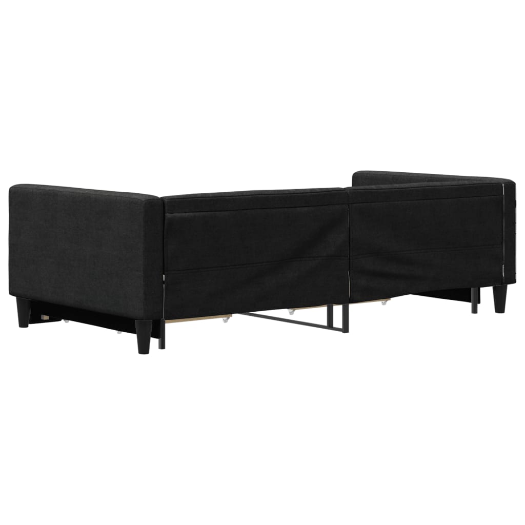 Divano Letto Estraibile con Cassetti Nero 100x200 cm in Tessuto