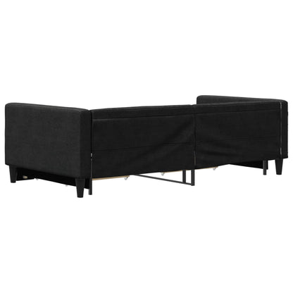Divano Letto Estraibile con Cassetti Nero 100x200 cm in Tessuto