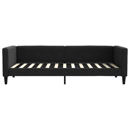 Divano Letto Estraibile con Cassetti Nero 100x200 cm in Tessuto