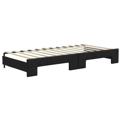 Divano Letto Estraibile con Cassetti Nero 100x200 cm in Tessuto