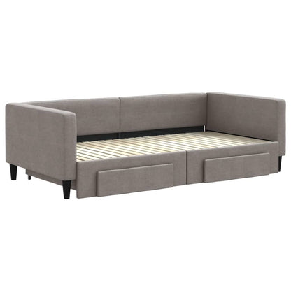 Divano Letto Estraibile con Cassetti Tortora 100x200 cm Tessuto - homemem39