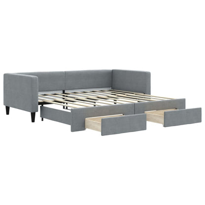 Divano Letto Estraibile Cassetti Grigio Chiaro 90x190cm Tessuto - homemem39