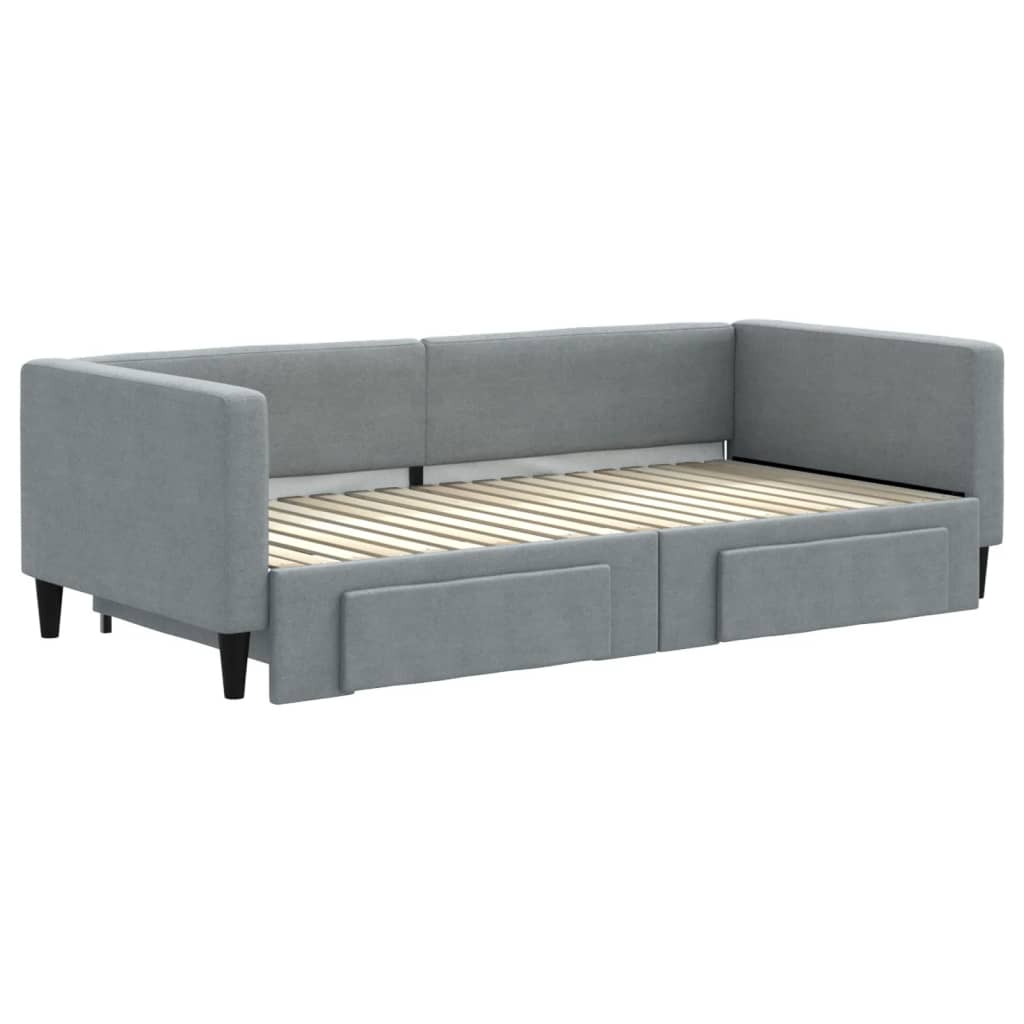 Divano Letto Estraibile Cassetti Grigio Chiaro 90x190cm Tessuto - homemem39