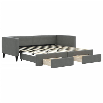 Divano Letto Estraibile Cassetti Grigio Scuro 90x190cm Tessuto - homemem39