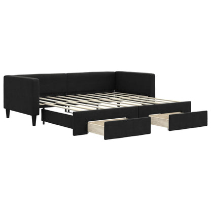 Divano Letto Estraibile con Cassetti Nero 90x190 cm in Tessuto - homemem39