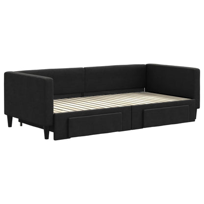 Divano Letto Estraibile con Cassetti Nero 90x190 cm in Tessuto - homemem39