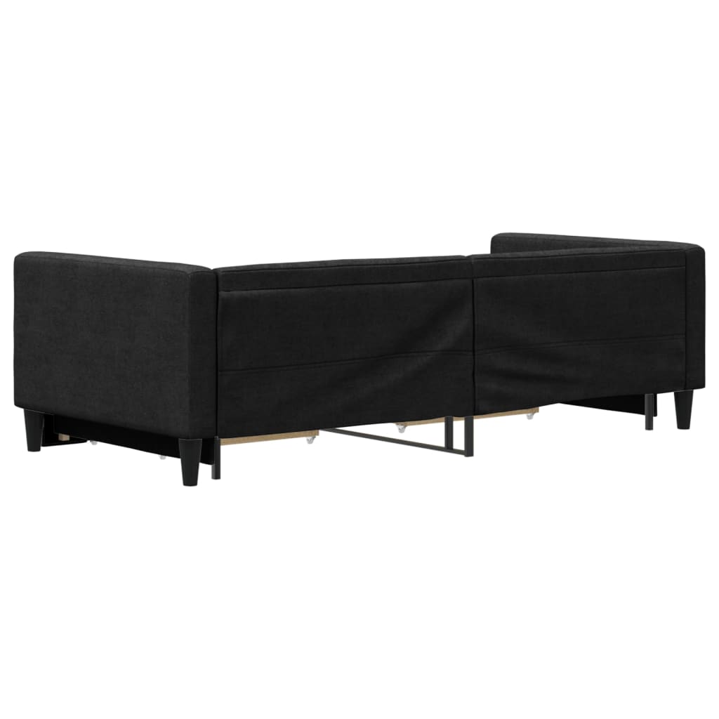 Divano Letto Estraibile con Cassetti Nero 90x190 cm in Tessuto