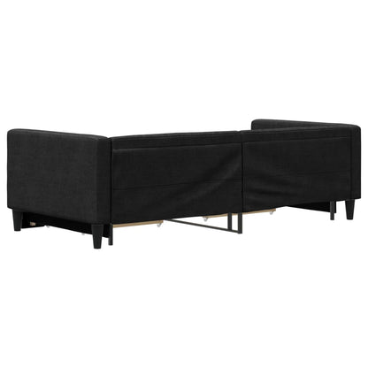 Divano Letto Estraibile con Cassetti Nero 90x190 cm in Tessuto
