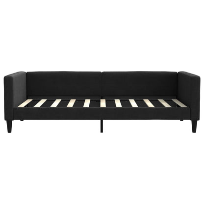 Divano Letto Estraibile con Cassetti Nero 90x190 cm in Tessuto