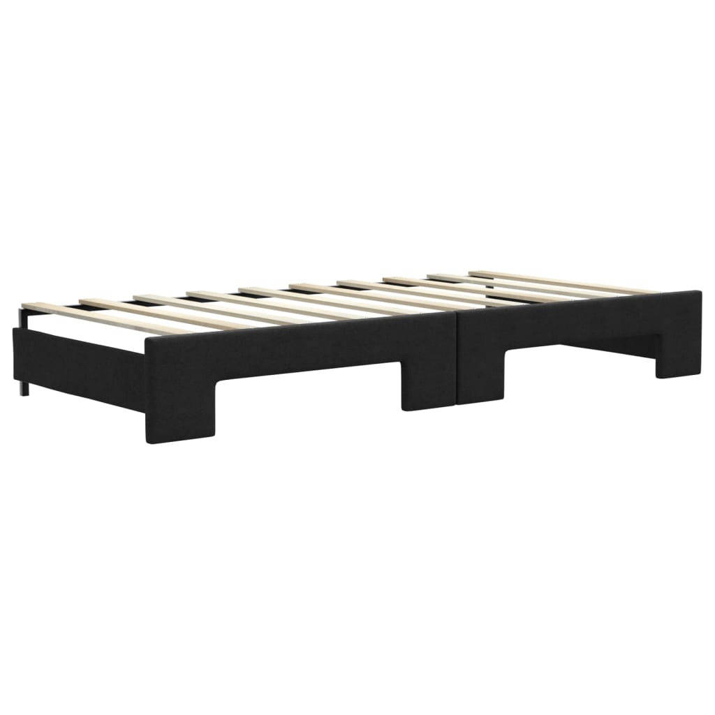 Divano Letto Estraibile con Cassetti Nero 90x190 cm in Tessuto