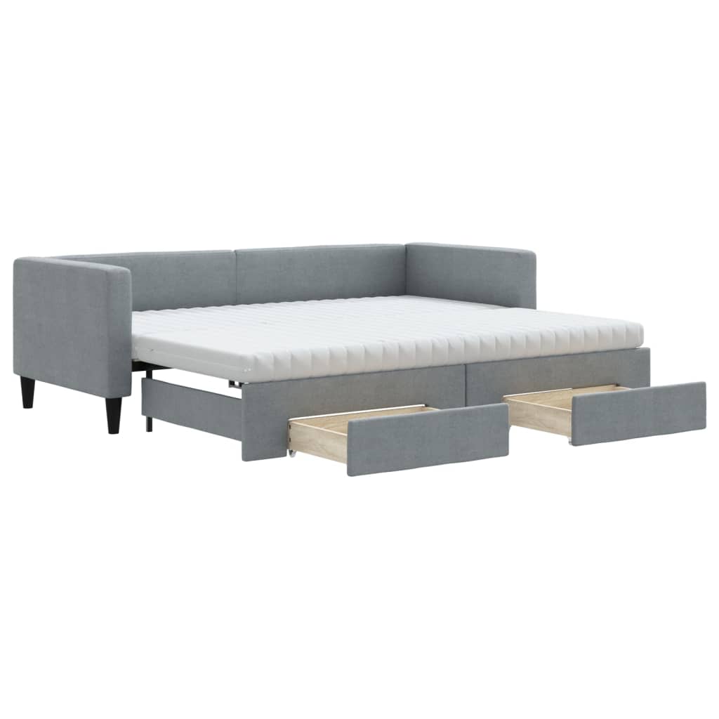 Divano Letto Estraibile Cassetti Grigio Chiaro 80x200cm Tessuto - homemem39