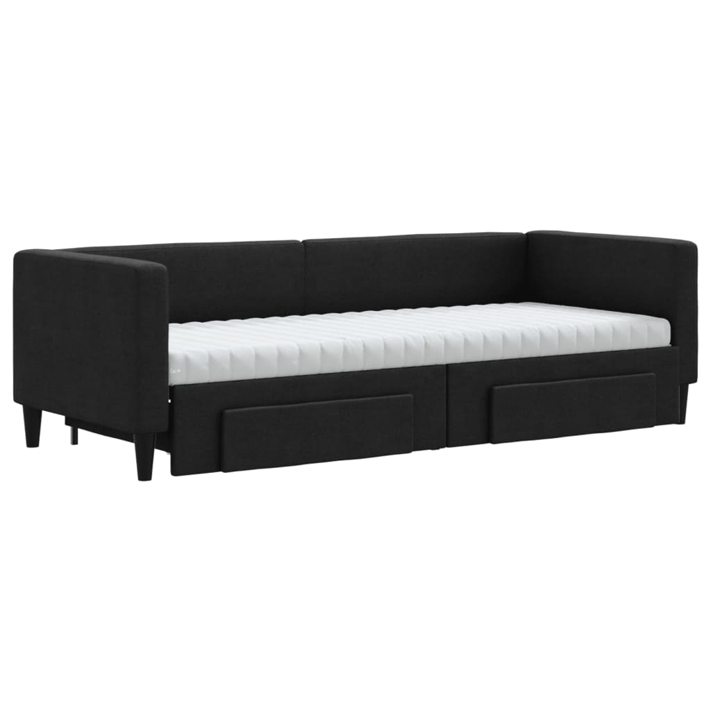 Divano Letto Estraibile con Cassetti Nero 80x200 cm in Tessuto - homemem39