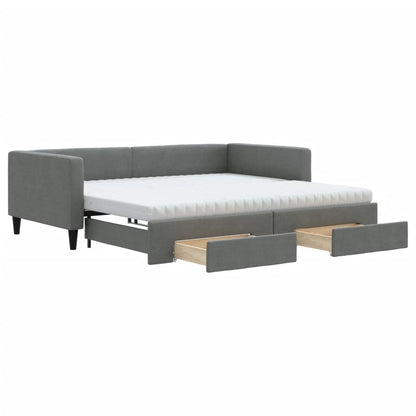 Divano Letto Estraibile Cassetti Grigio Scuro 100x200cm Tessuto - homemem39