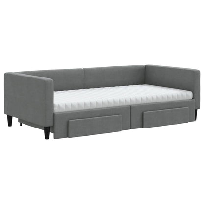 Divano Letto Estraibile Cassetti Grigio Scuro 100x200cm Tessuto - homemem39
