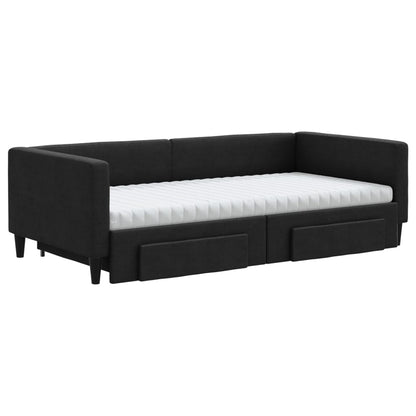 Divano Letto Estraibile con Cassetti Nero 100x200 cm in Tessuto - homemem39