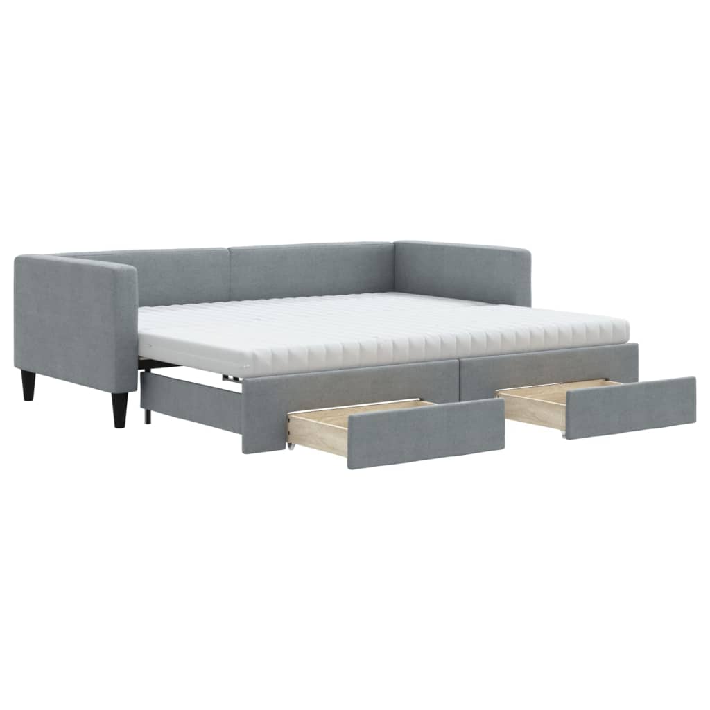 Divano Letto Estraibile Cassetti Grigio Chiaro 90x190cm Tessuto - homemem39