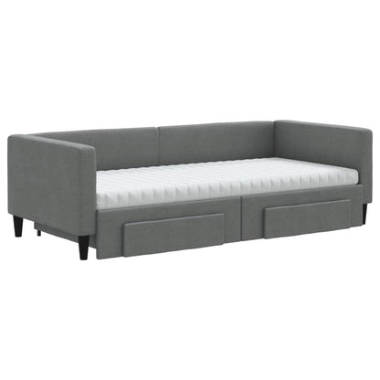 Divano Letto Estraibile Cassetti Grigio Scuro 90x190cm Tessuto - homemem39